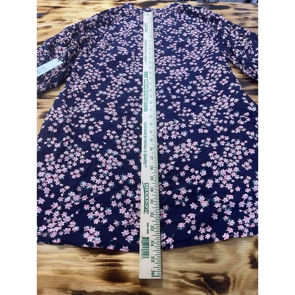 Draper James RSVP Blue White Floral Print V-Neck Smocked  Dress Size M Classic - Picture 8 of 10